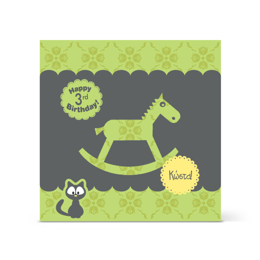 Κάρτα για Γενέθλια 3 ετών, Πράσινο Αλογάκι