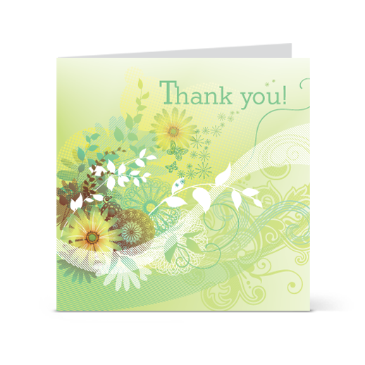 Πράσινη Κάρτα Ευχαριστώ Λουλούδια