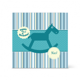 Κάρτα Γενεθλίων για Αγόρια 2 ετών, Ριγέ - Αλογάκι