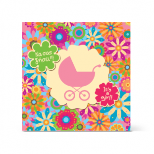 Πολύχρωμη Ευχετήρια Κάρτα για Νεογέννητο Κοριτσάκι