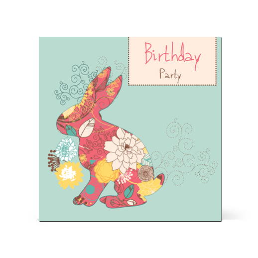 Πρόσκληση γενεθλίων με χρωματιστό κουνελάκι με μοτίβα