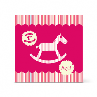 Κάρτα για Γενέθλια 1ος Έτους, Ροζ Αλογάκι