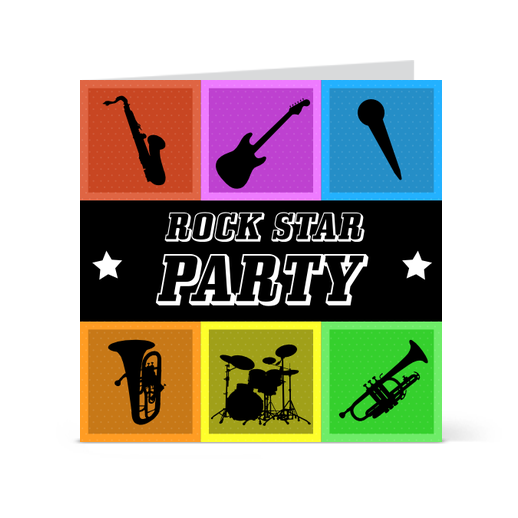 Πρόσκληση Rock star με μουσικά όργανα