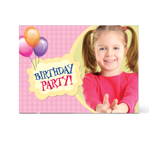 Πρόσκληση με μπαλόνια για κορίτσια έως 12 ετών με φωτογραφία