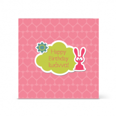 Ροζ Κάρτα Γενεθλίων με Ροζ Λαγουδάκι