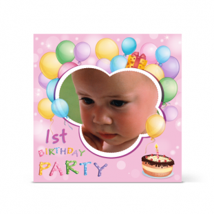 Πρόσκληση με Μπαλόνια για τα Πρώτα Γενέθλια