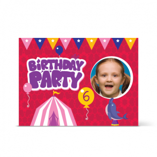 Κόκκινη πρόσκληση με φώκια για κορίτσια έως 7 ετών