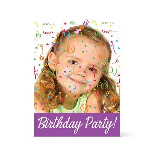 Πρόσκληση για κορίτσια γκρι καρώ με πολύχρωμο κονφετί