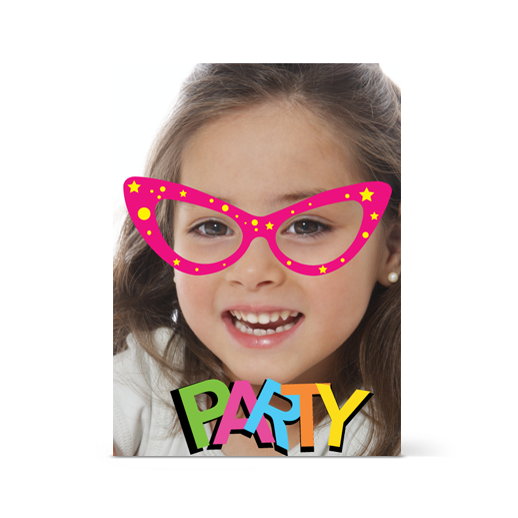 Πρόσκληση για Αποκριάτικο Παιδικό Πάρτι με Φωτογραφία για Κορίτσια